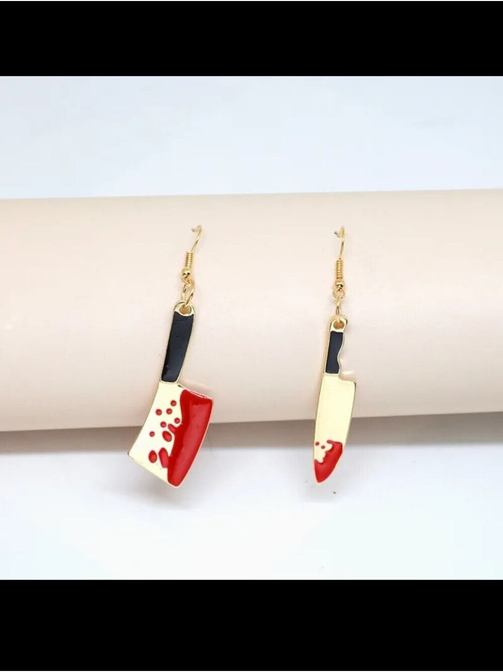 Original Design Kitchen Knife Gold Plated Alloy Drop Earrings